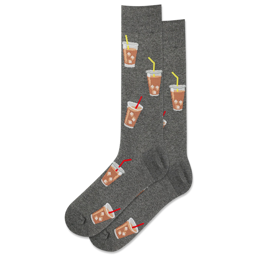 Fashion Accessories, HotSox, Grey, Novelty, Accessories, Men, Iced Coffee, Sock, 722636